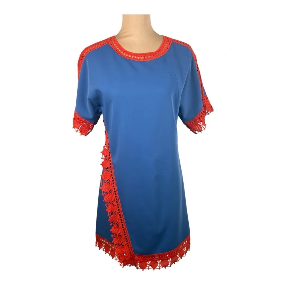Tory Burch Marisa Lace Crochet Trim Runway Shift Dress Size 8